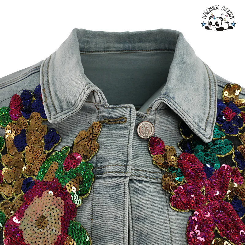 LEZONKIDS - OEM Customizable New Denim Sequin Women Clothing Sets Two Piece Made in China